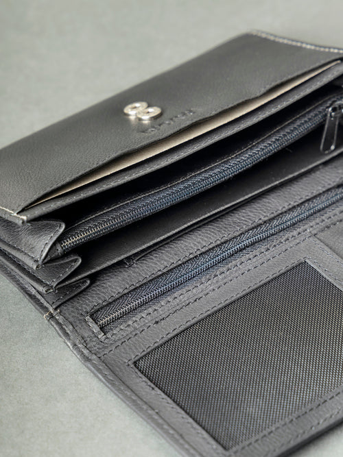 Ladies Leather wallet with RFID Blocking, col. Black