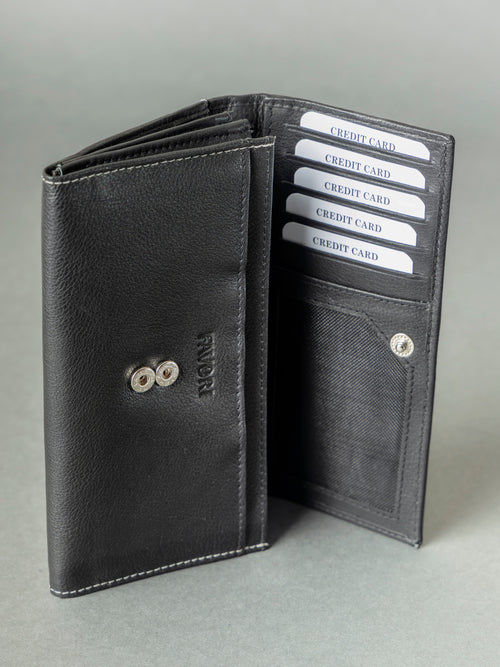 Ladies Leather wallet with RFID Blocking, col. Black