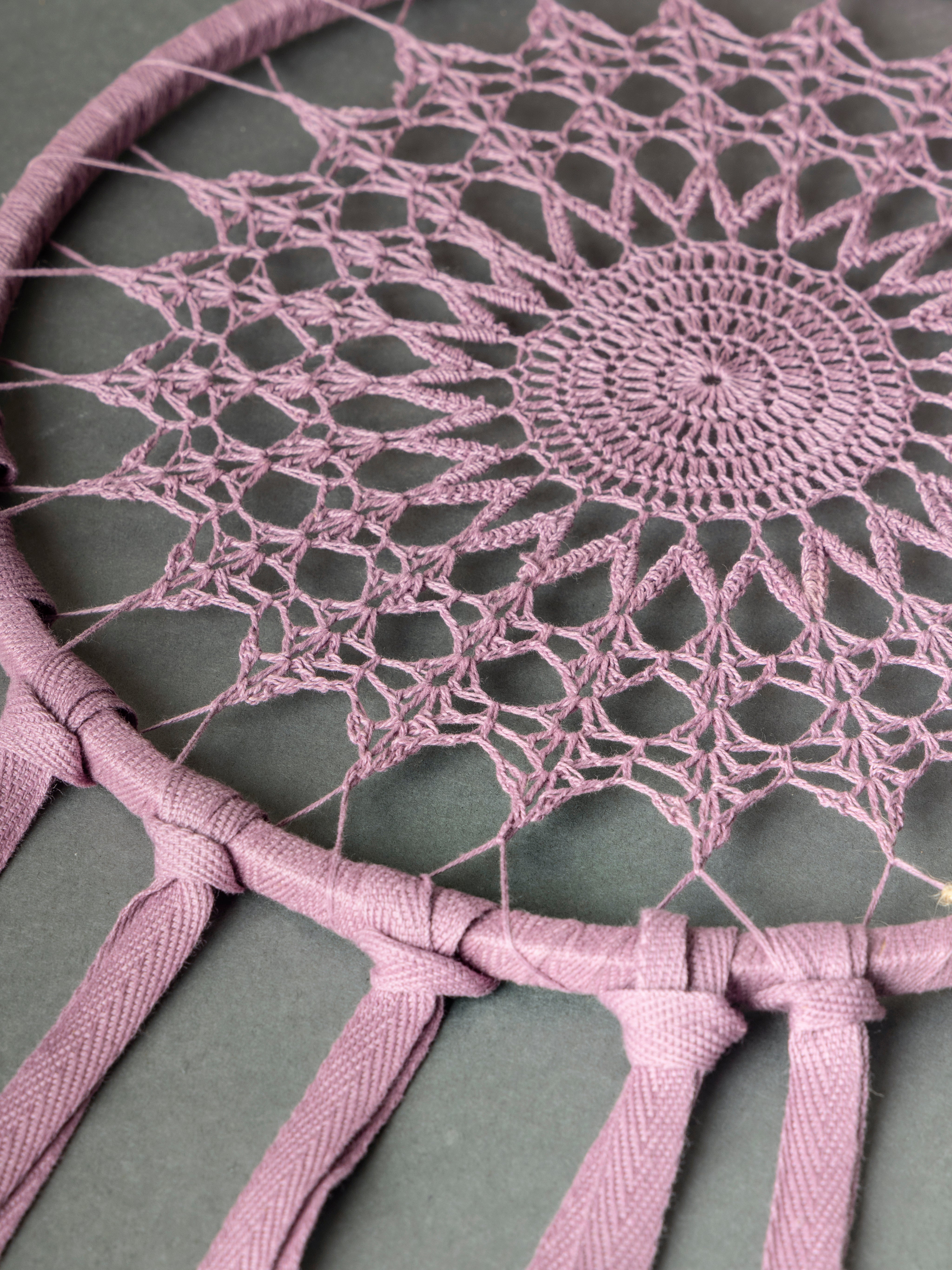 Handcrafted boho dream catcher with laces wall hanging