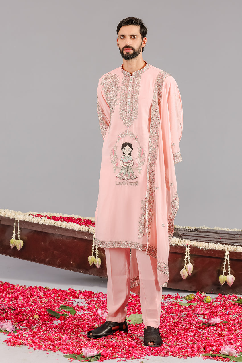 LADKIWALE PINK KURTA SET