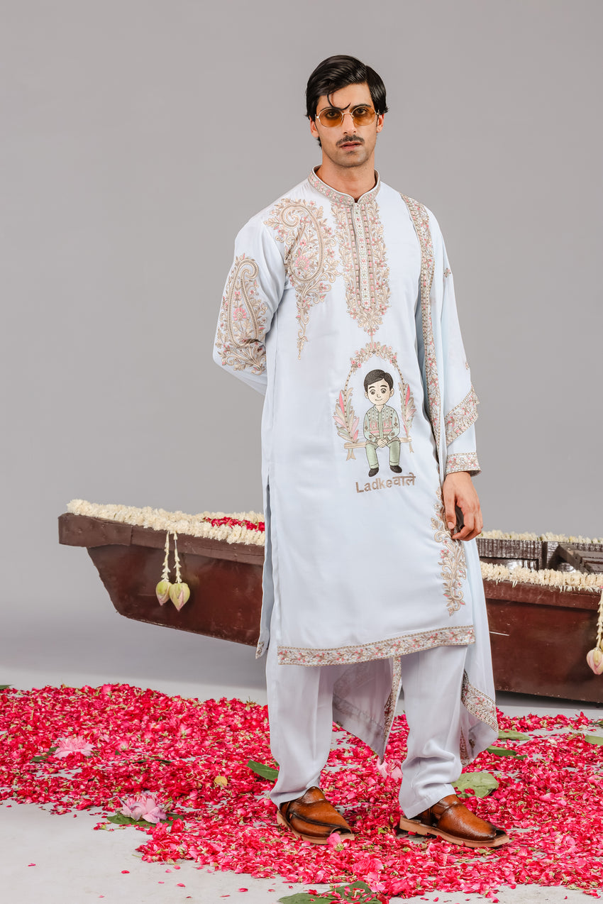 LADKEWALE SKYBLUE KURTA SET