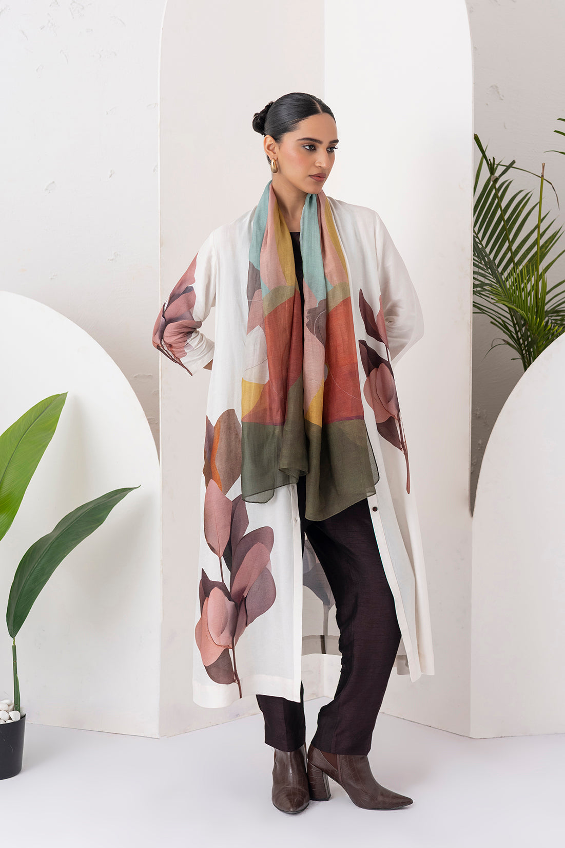 Multicoloured Thin Chanderi Printed Stole (1 PC)