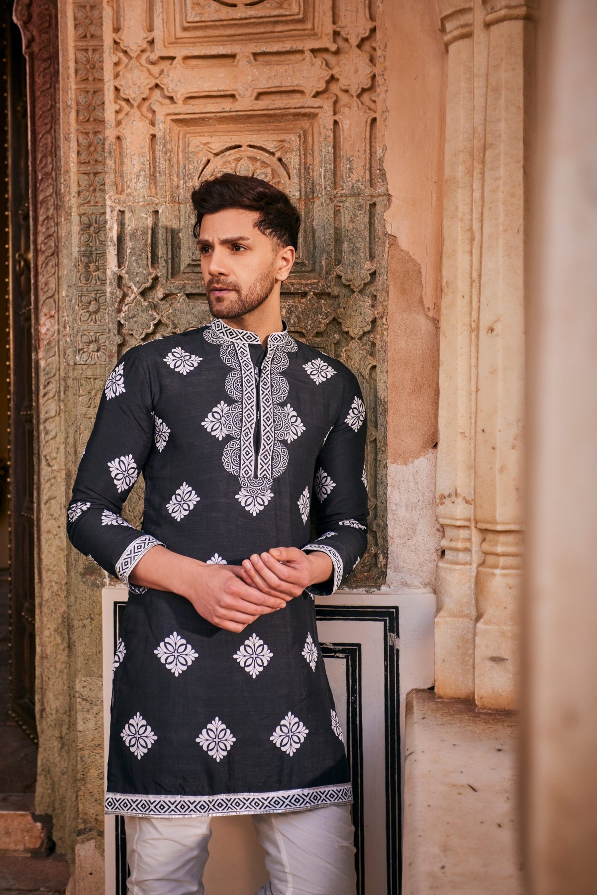 Black Printed Kurta Set