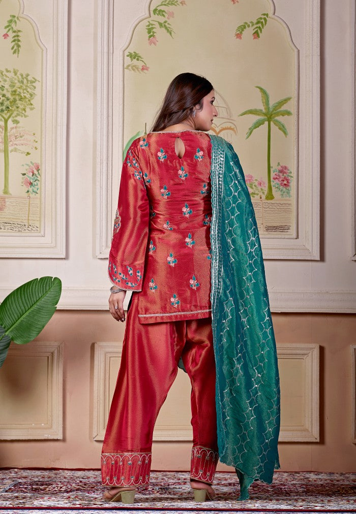 Coral & Teal Festive Kurta Set