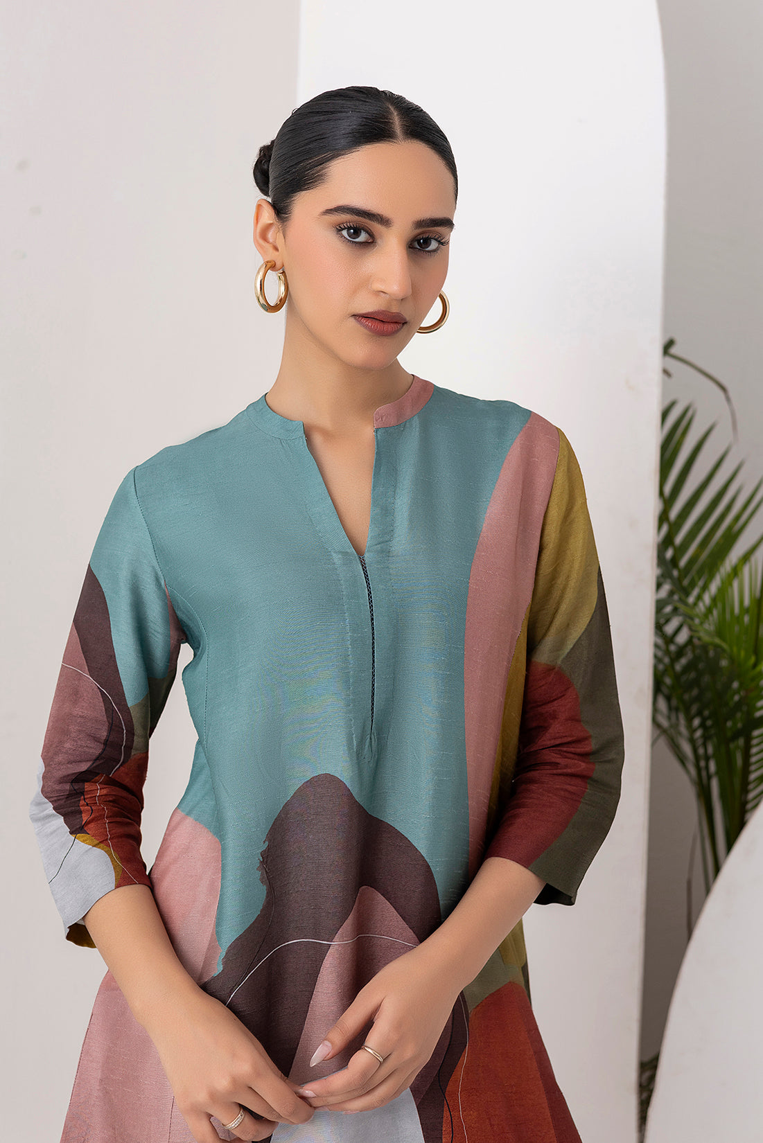 Multicoloured Viscose Dupion Printed Tunic (1 PC)