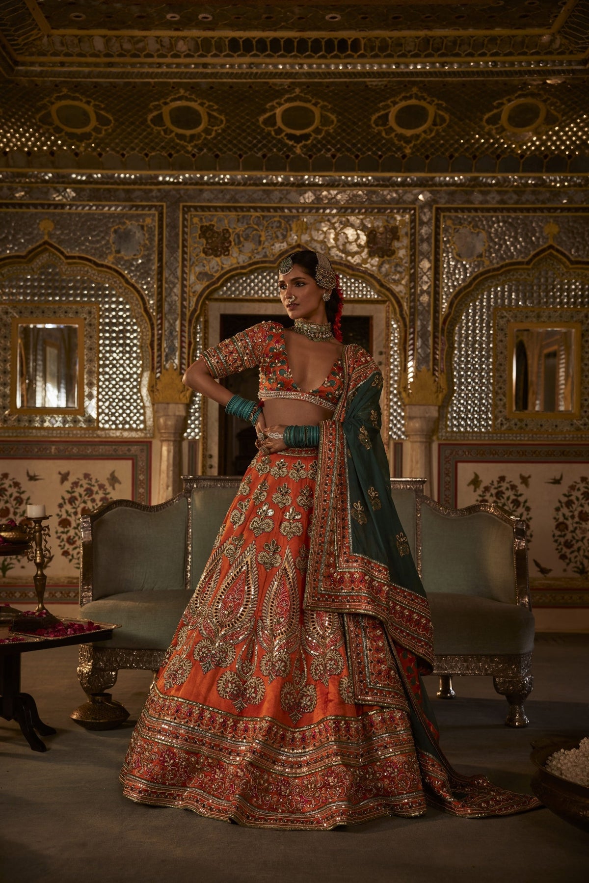 Silk Lehenga Set With Traditional Paisley Motifs