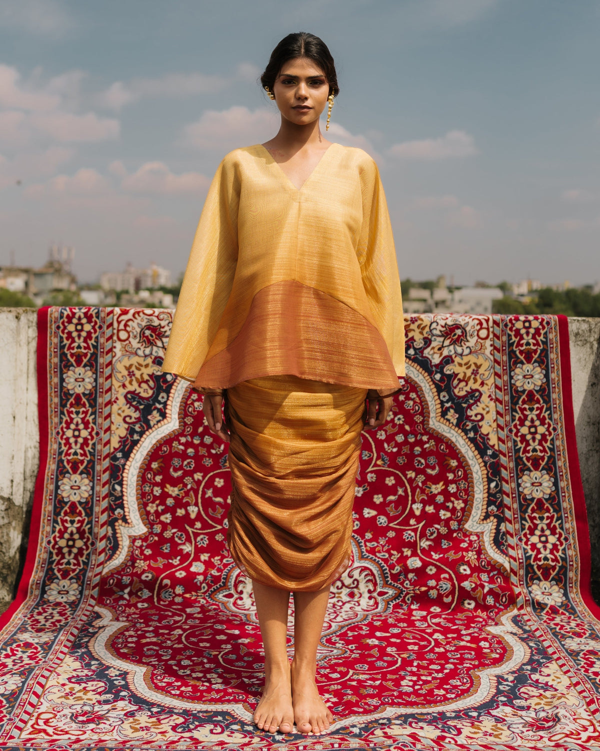 Flared Sleeve top - Marigold & Amber