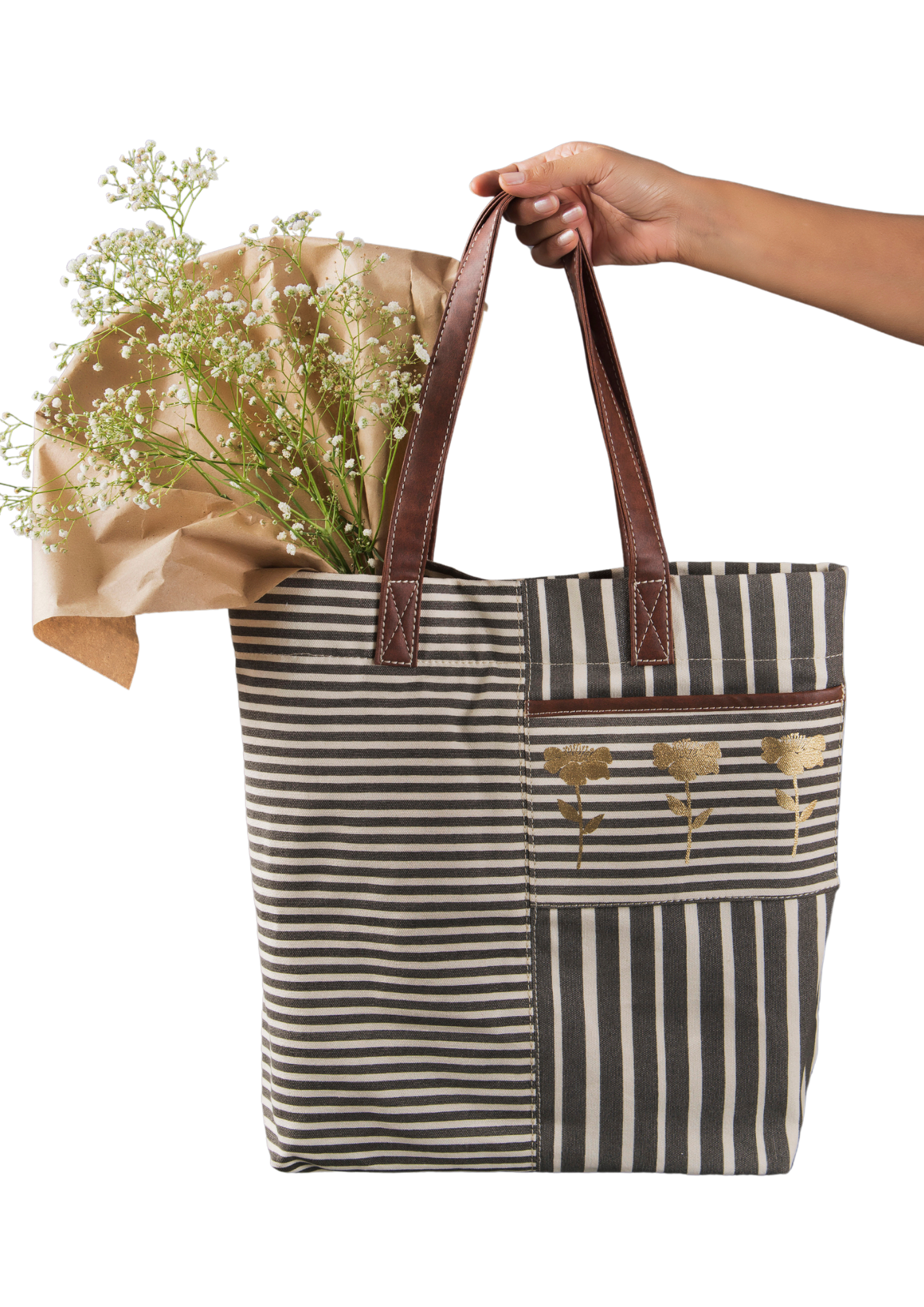 Retro stripe ladies tote bag