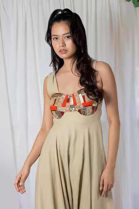 Beige jumpsuit with jacket