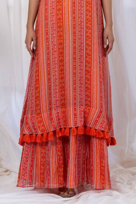 Orange printed gown