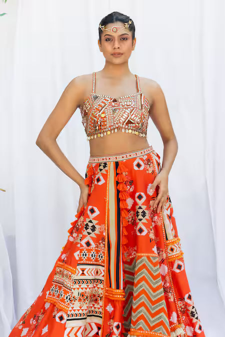 Sunburnt patchwork lehengas