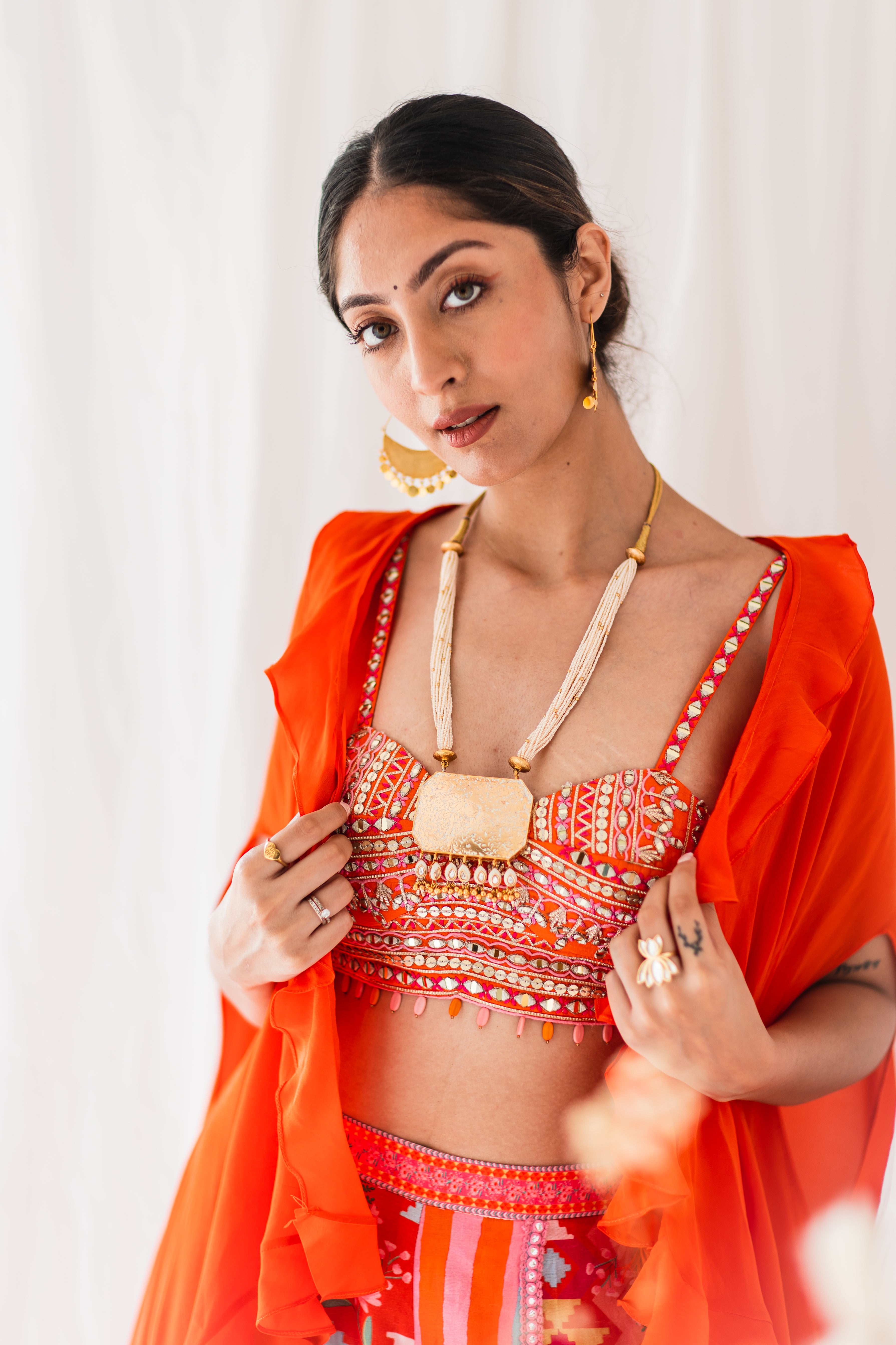 Orange Patchwork Palazzo with tassels