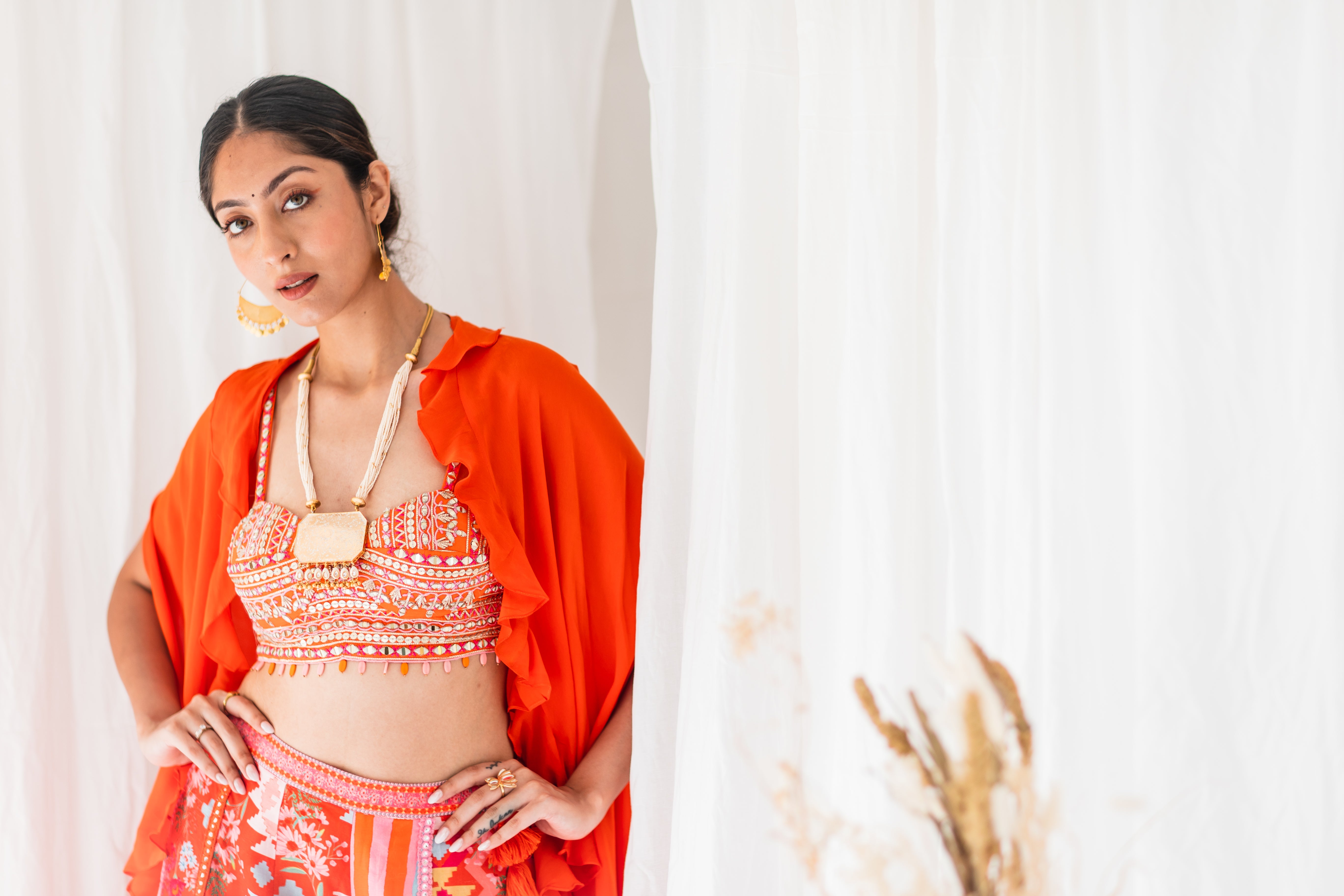 Orange Patchwork Palazzo with tassels