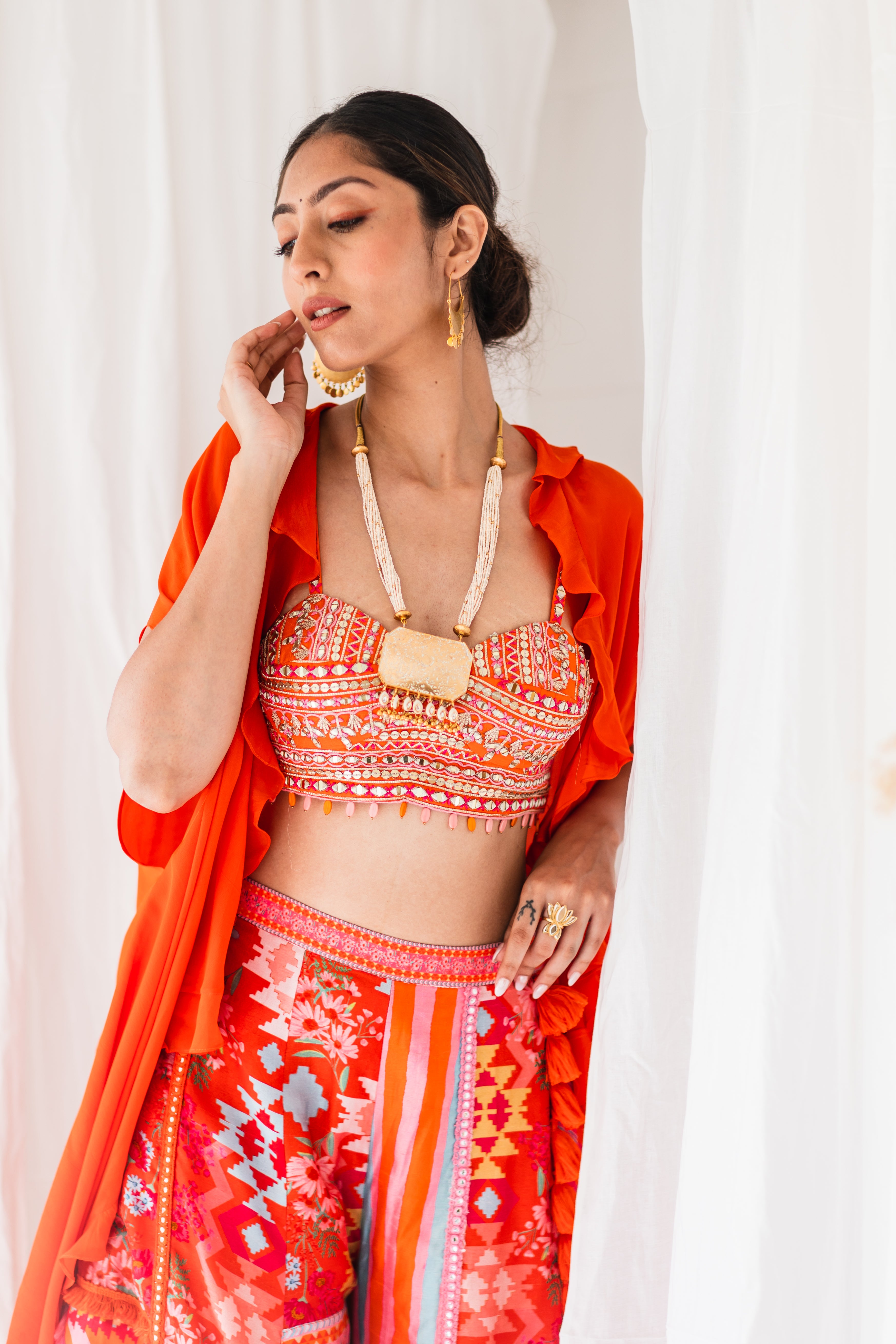 Orange Patchwork Palazzo with tassels