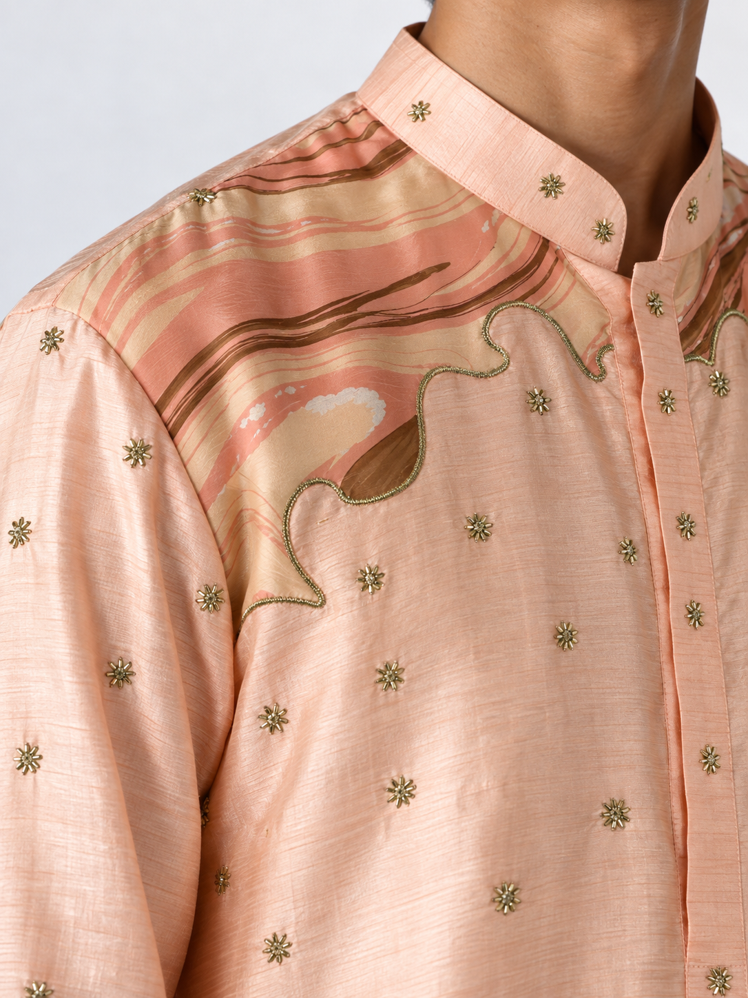 Blush Embroidered Marble Appliqué Kurta - Pant Set