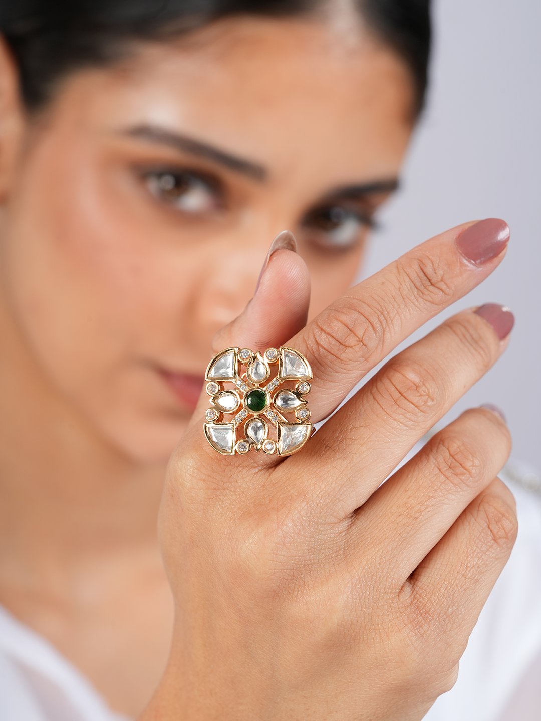 Shiny Polki Ring