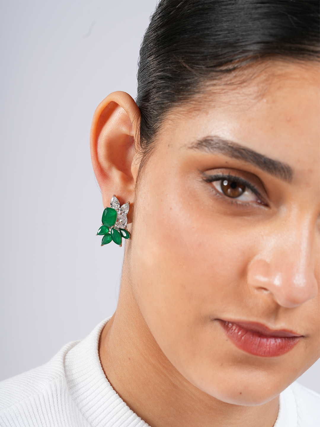 Green Petal Studs