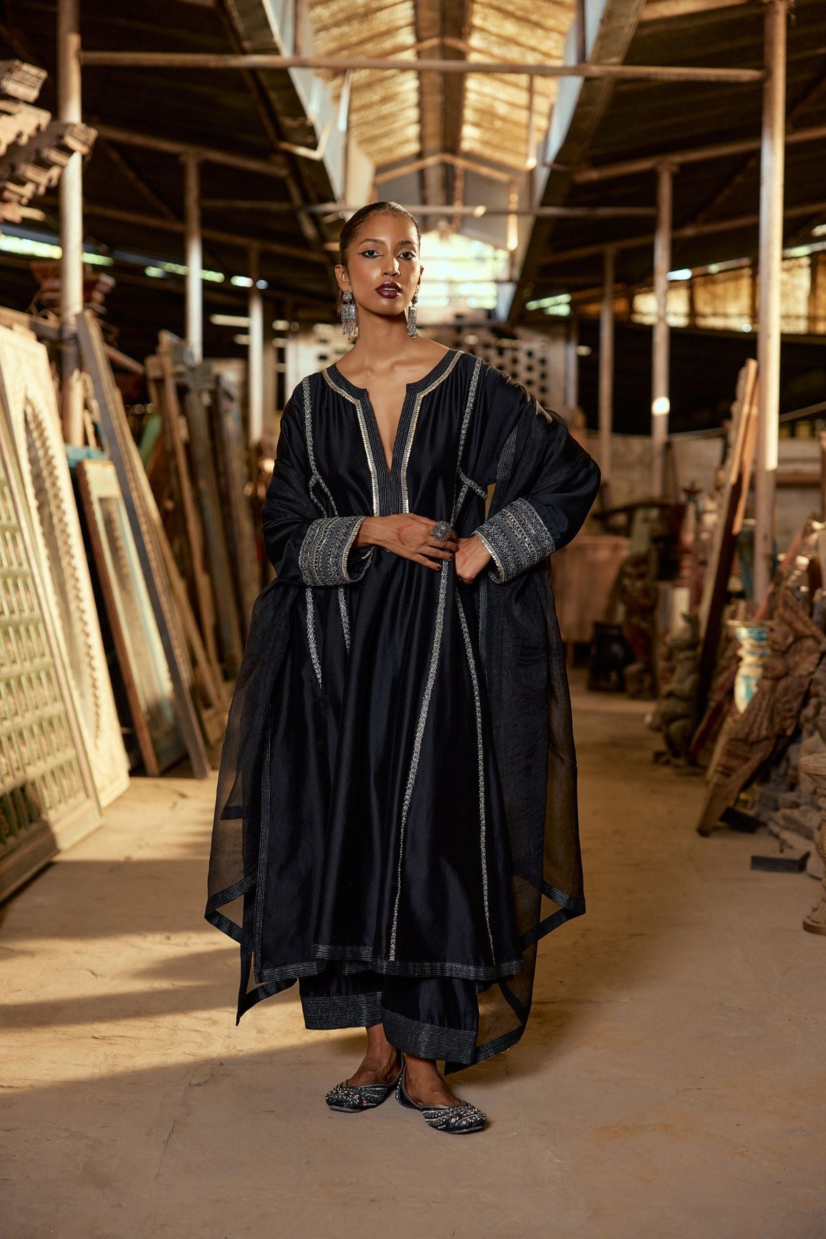 A-LINE KALI KURTA WITH SALWAR AND DUPATTA