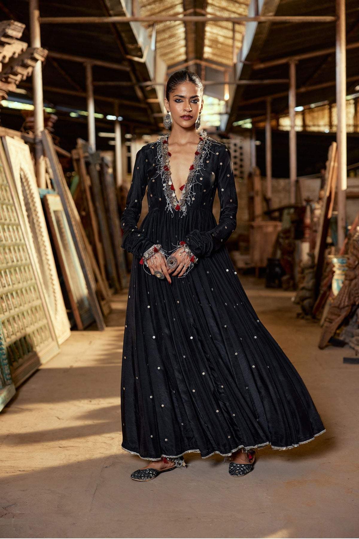 ANARKALI WITH KIRAN LACE AND CHURIDAR