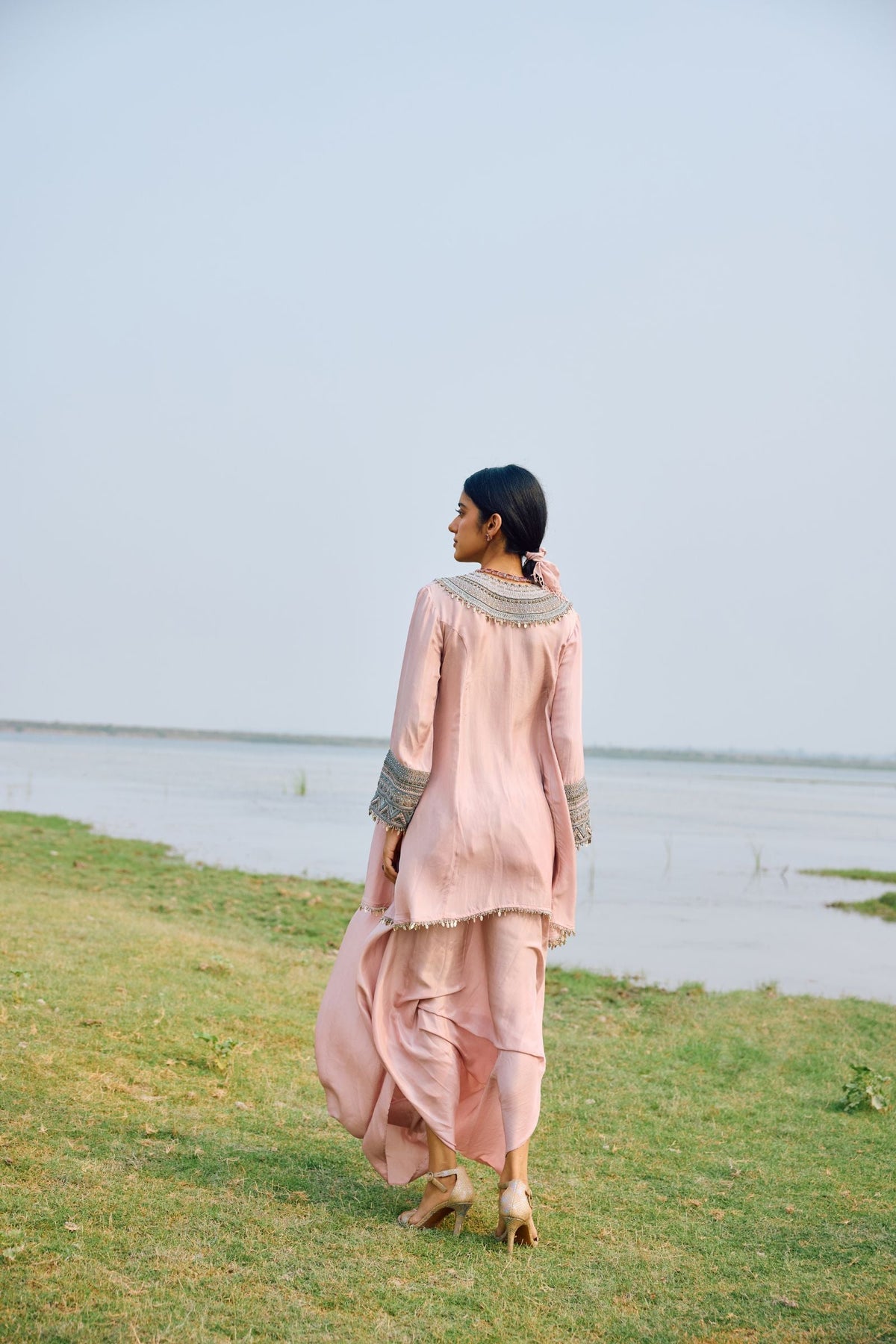 KURTA WITH HEAVY YOKE PAIRED WITH DHOTI AND BLOUSE
