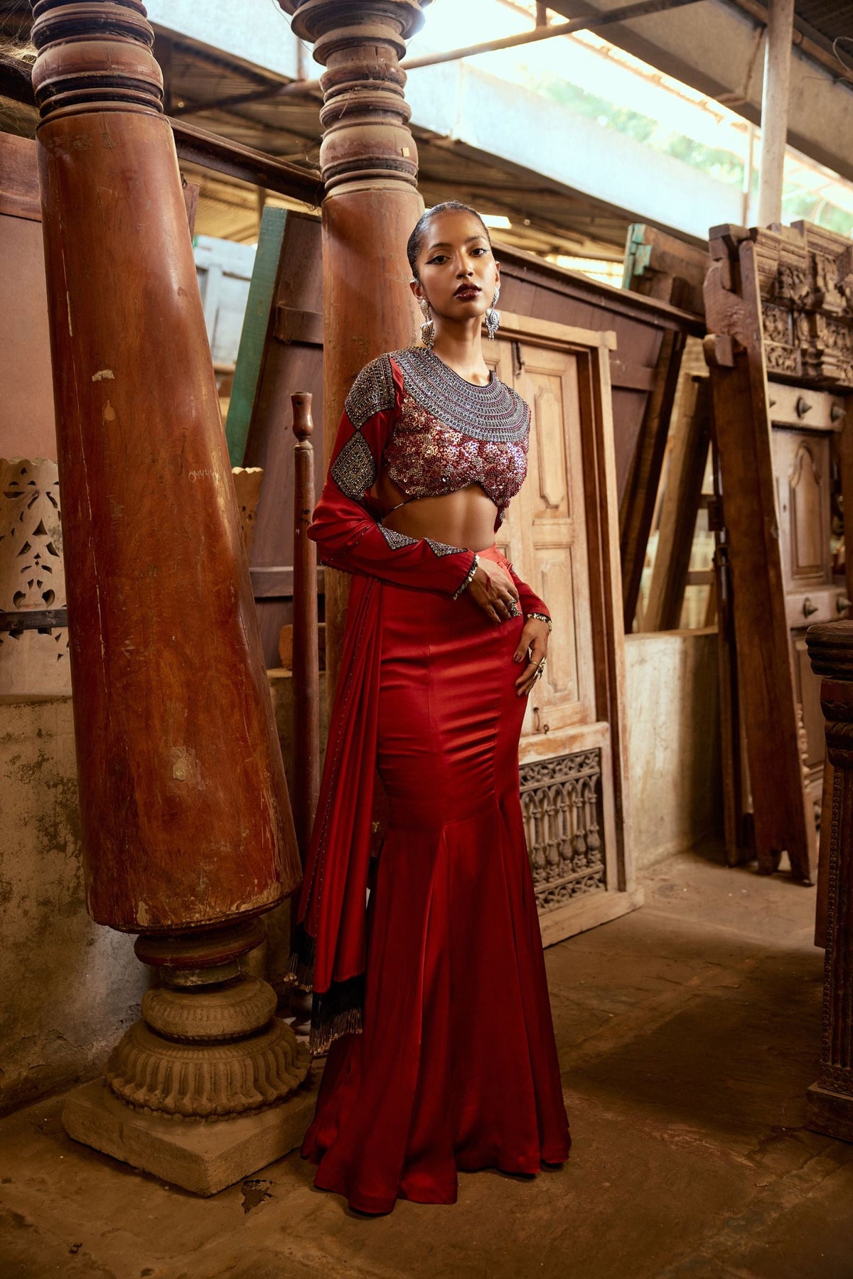 FISH CUT SKIRT+DUPATTA