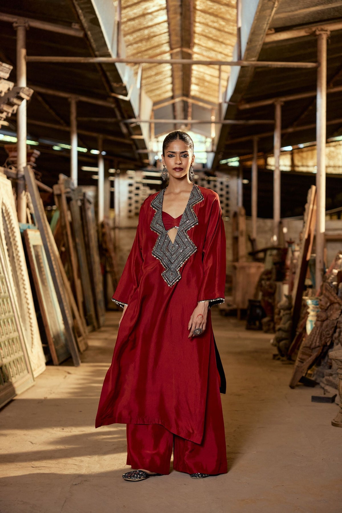 MAROON KAFTAN WITH PANTS