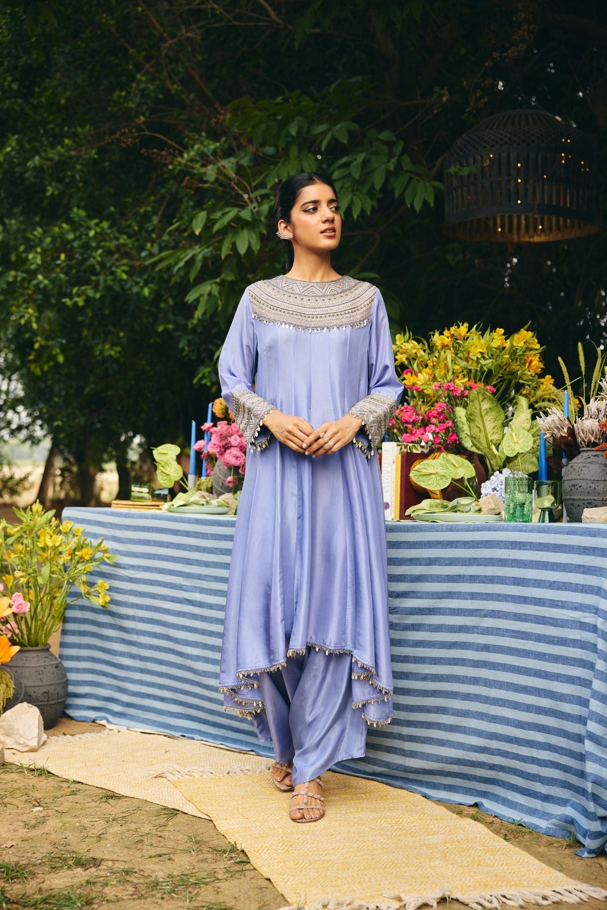 HIGH -LOW ANARKALI PAIRED WITH DHOTI