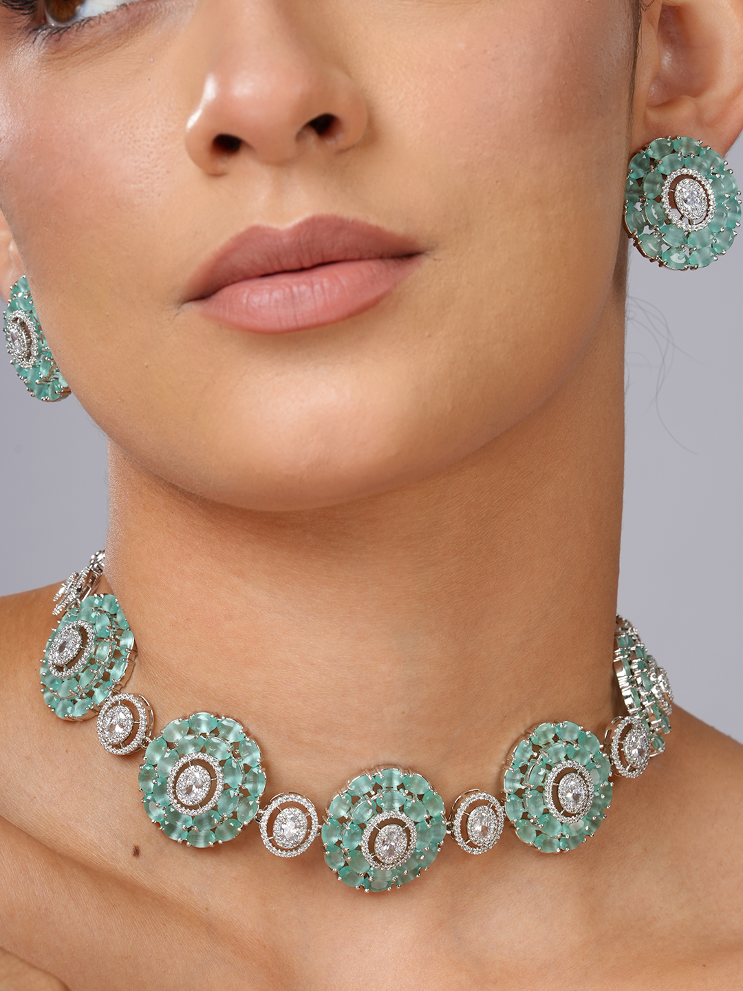 Aqua Rosette Necklace