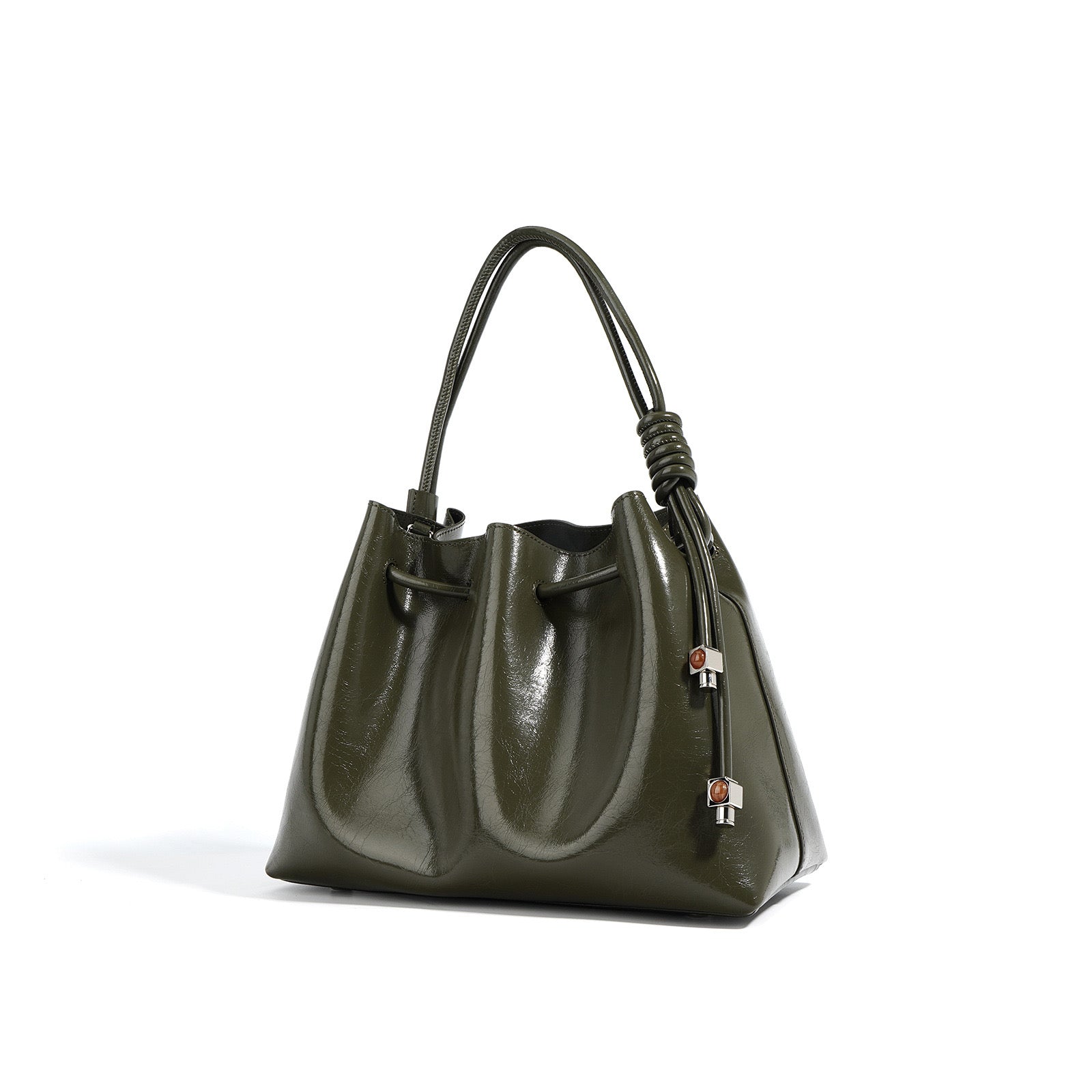 Terra- Ladies leather Satchel Bag, col. olive