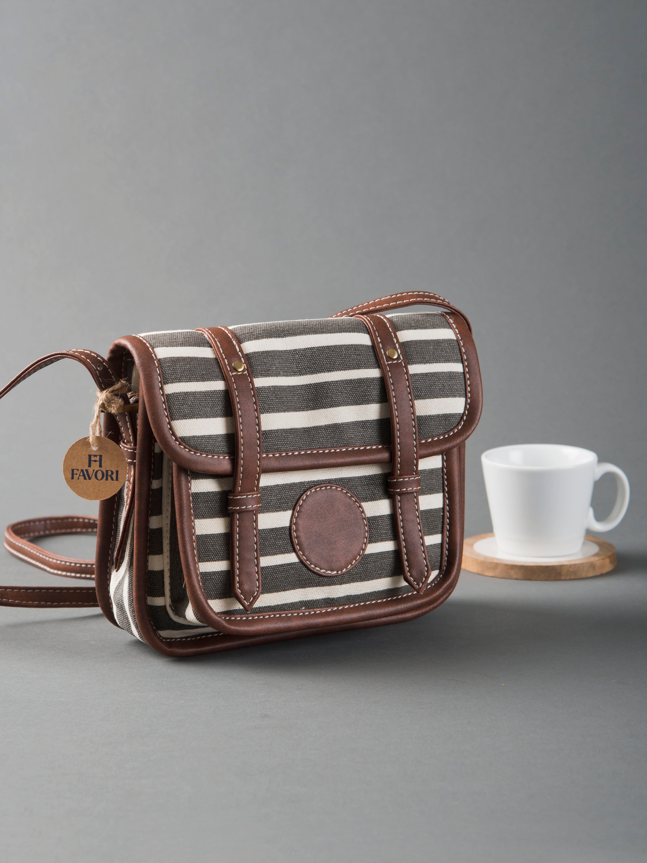 Retro stripe ladies tote bag