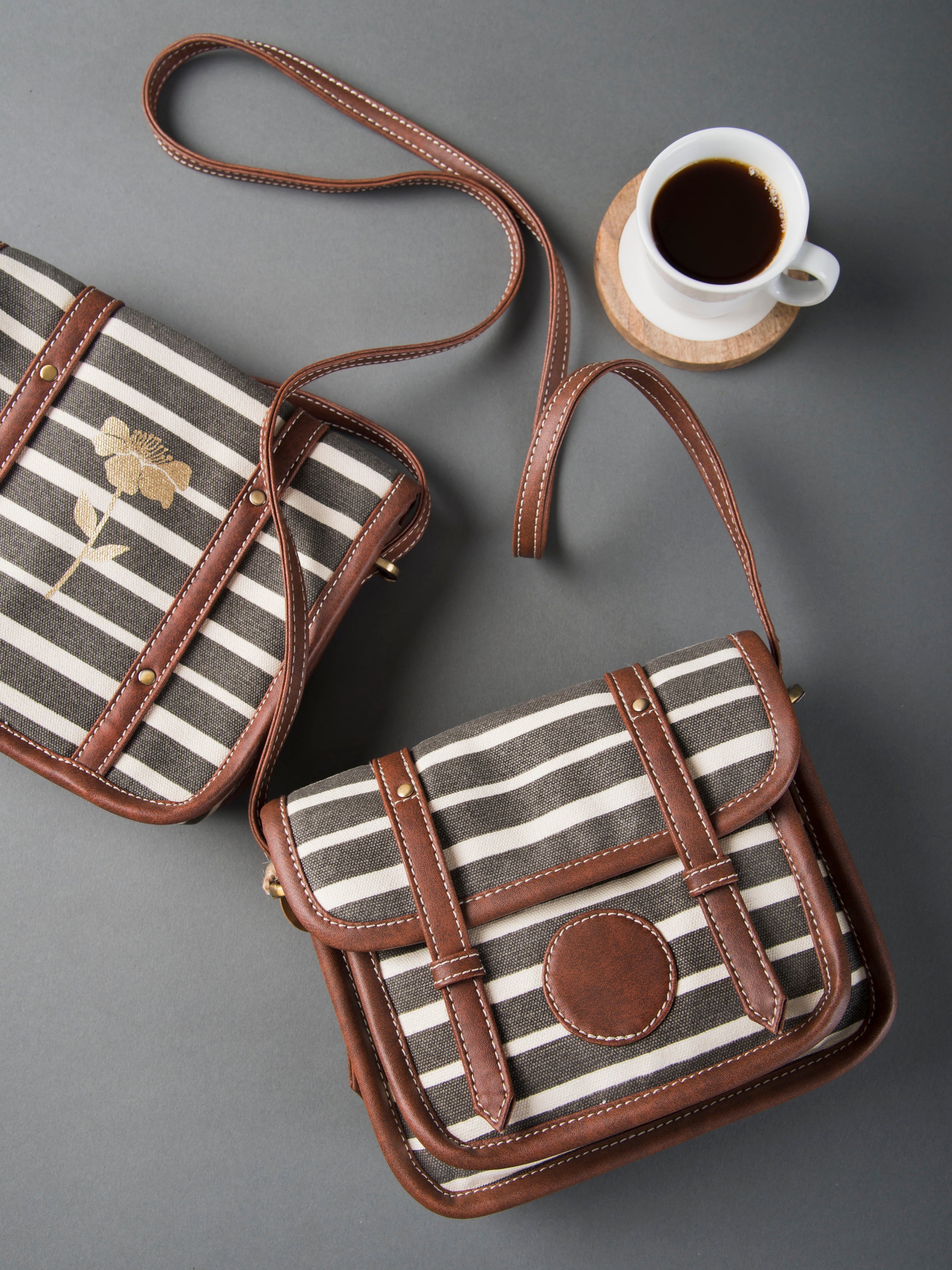Retro stripe ladies tote bag