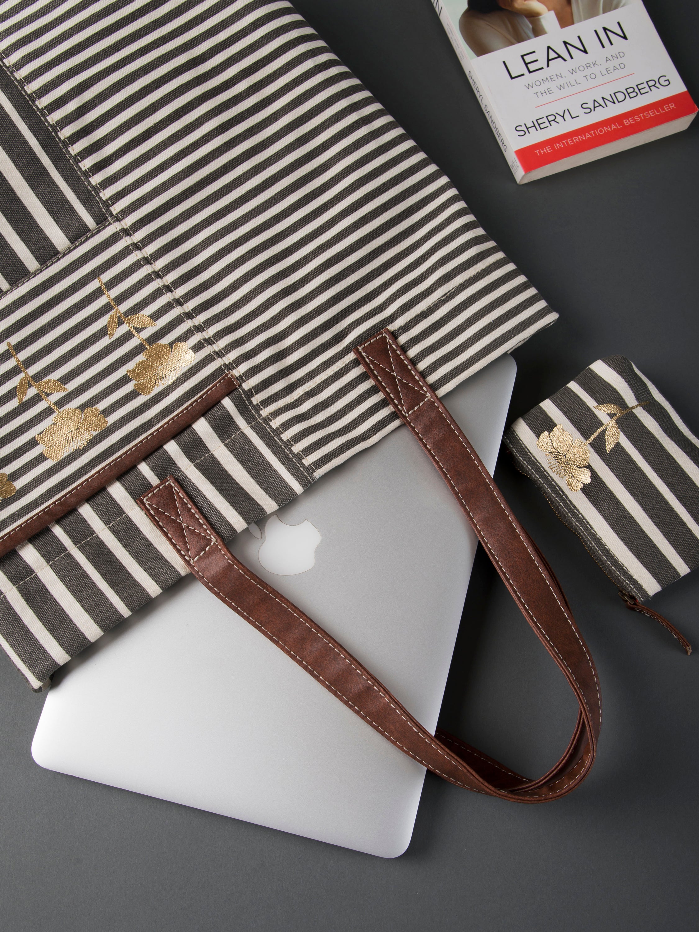 Retro stripe ladies tote bag