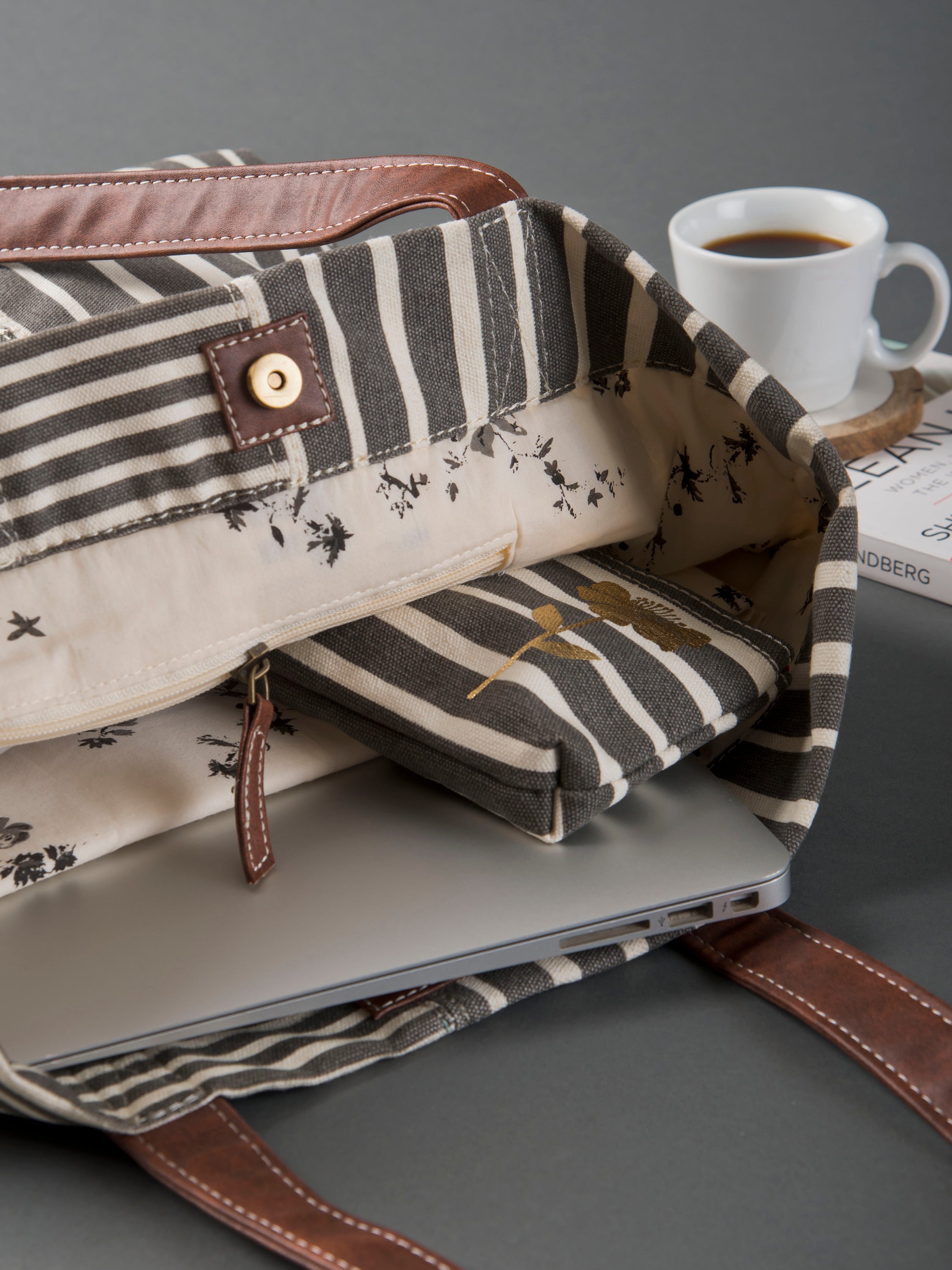 Retro stripe ladies tote bag