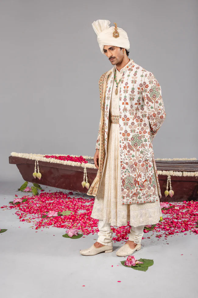 RANGREZ IVORY SHERWANI SET