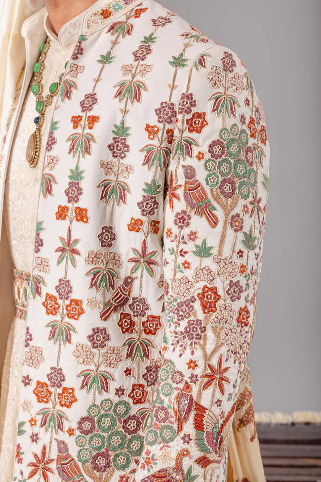 RANGREZ IVORY SHERWANI SET