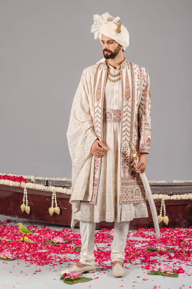 HATHIMAHAL IVORY SHERWANI SET
