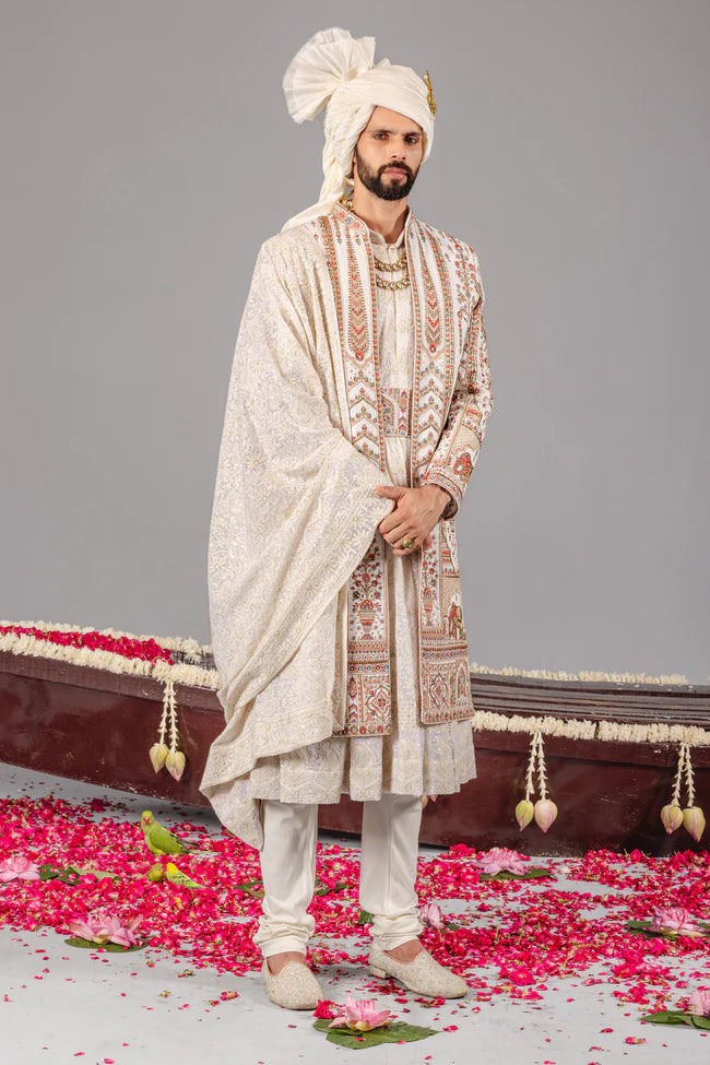 HATHIMAHAL IVORY SHERWANI SET