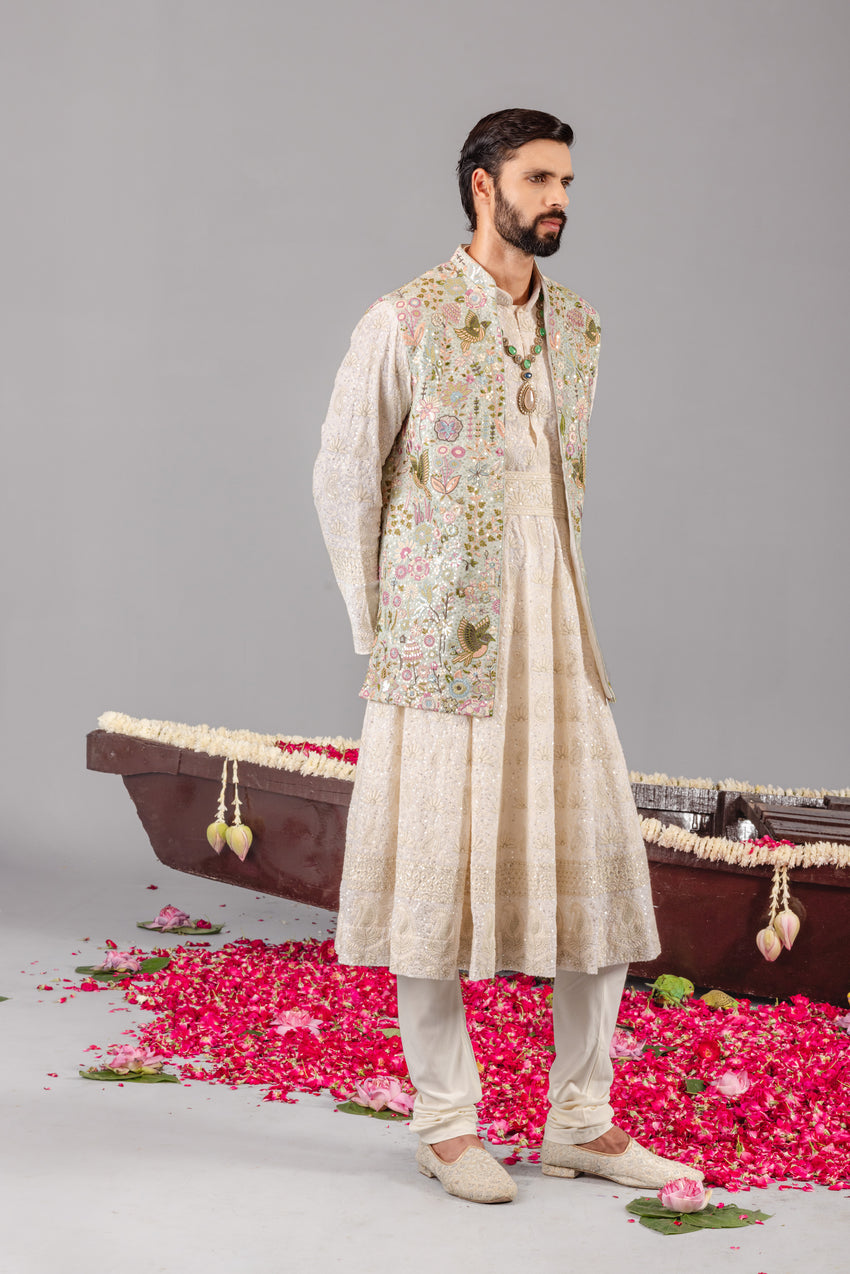 PHOOLPANKH SKYBLUE JACKET ANARKALI SET