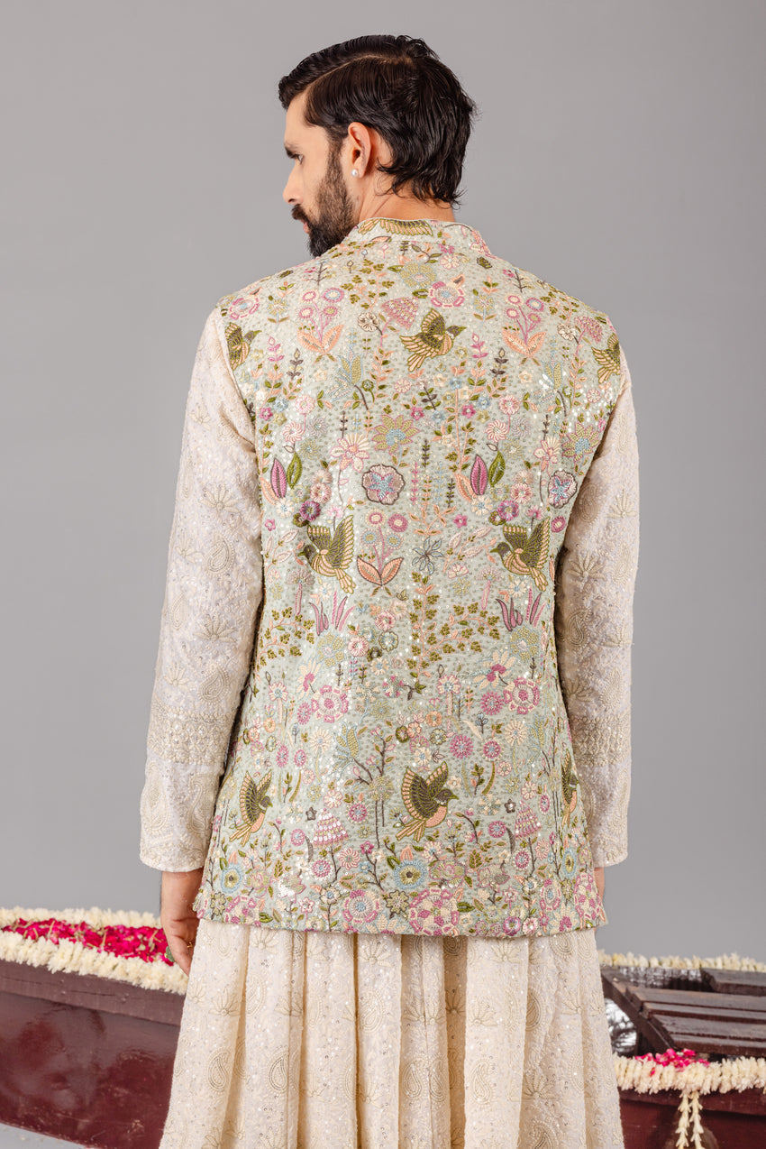 PHOOLPANKH SKYBLUE JACKET ANARKALI SET