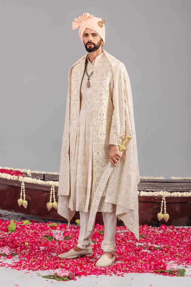 ROOHANI IVORY SHERWANI SET
