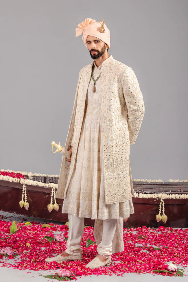 ROOHANI IVORY SHERWANI SET