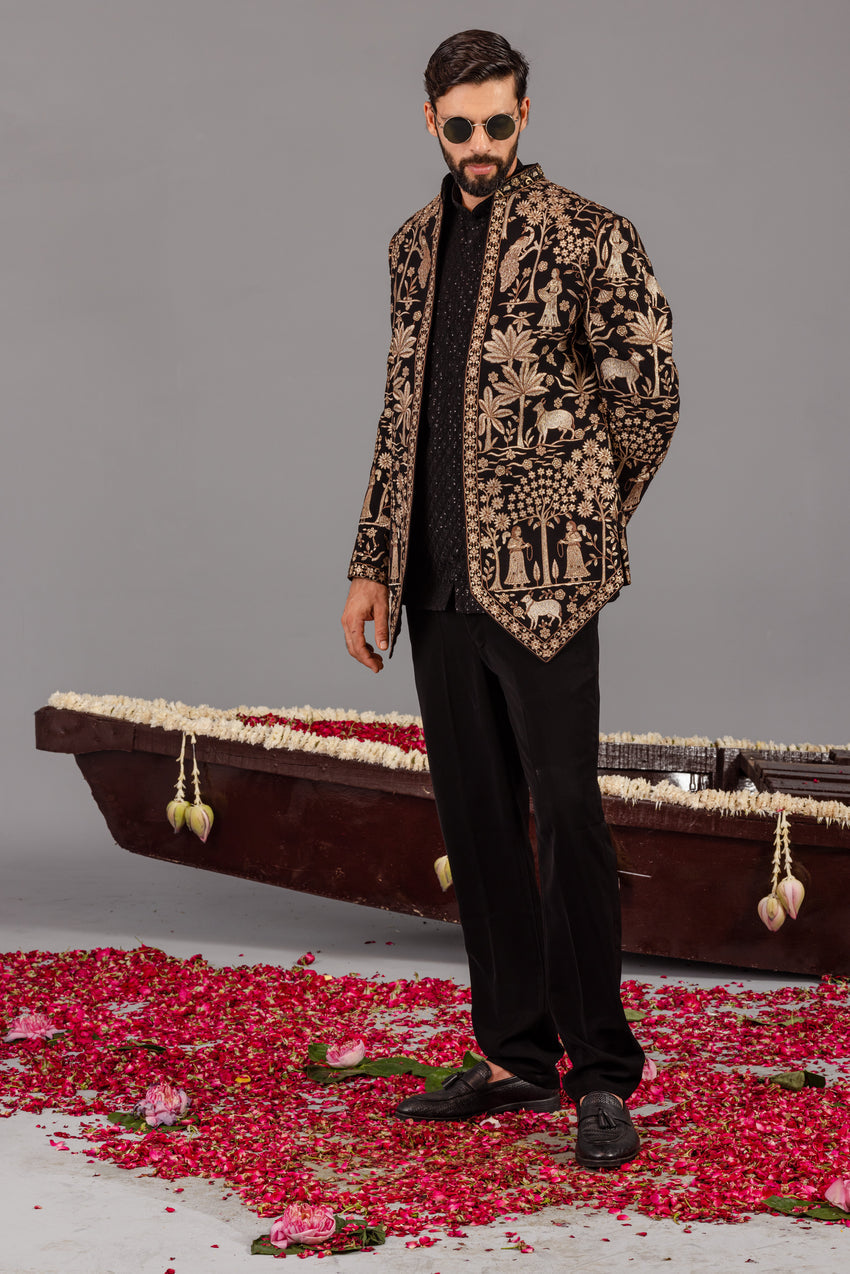 PICHWAI BLACK JODHPURI SET