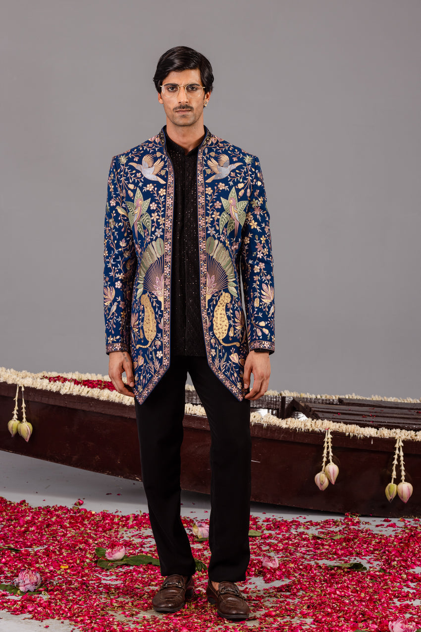 SHAHIBAGH NAVY BLUE JODHPURI SET