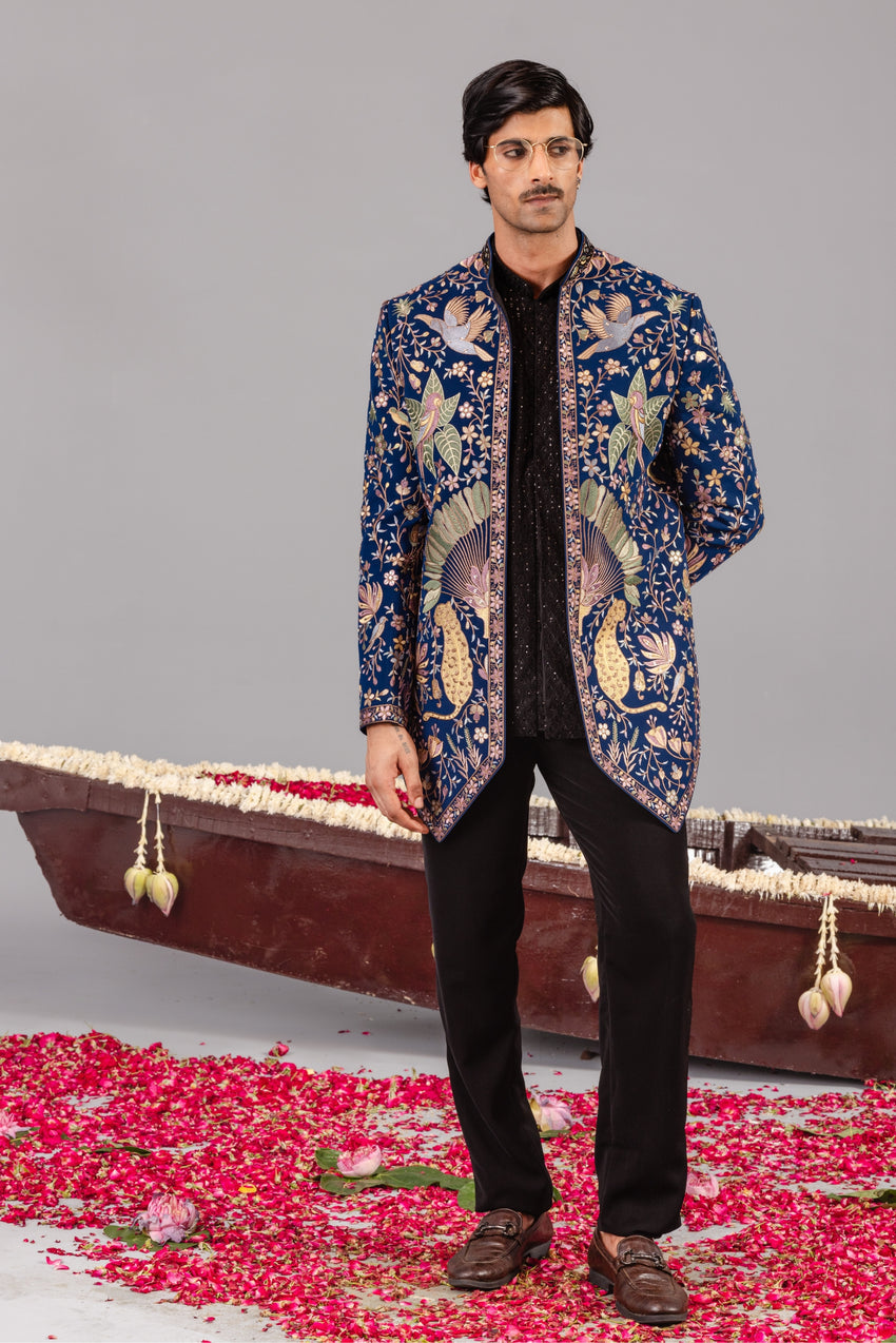 SHAHIBAGH NAVY BLUE JODHPURI SET