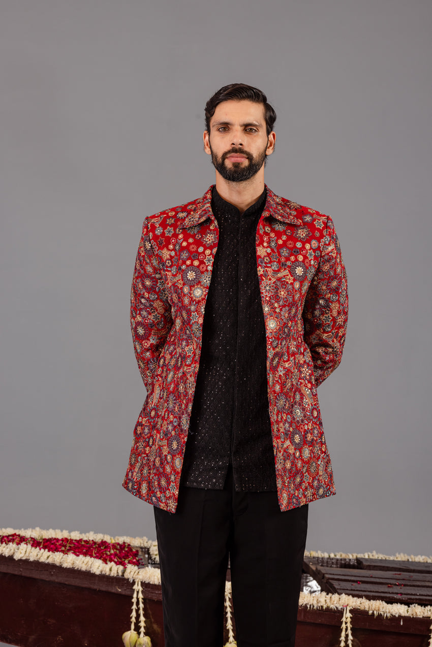 LAALBAGH MARRON JODHPURI SET