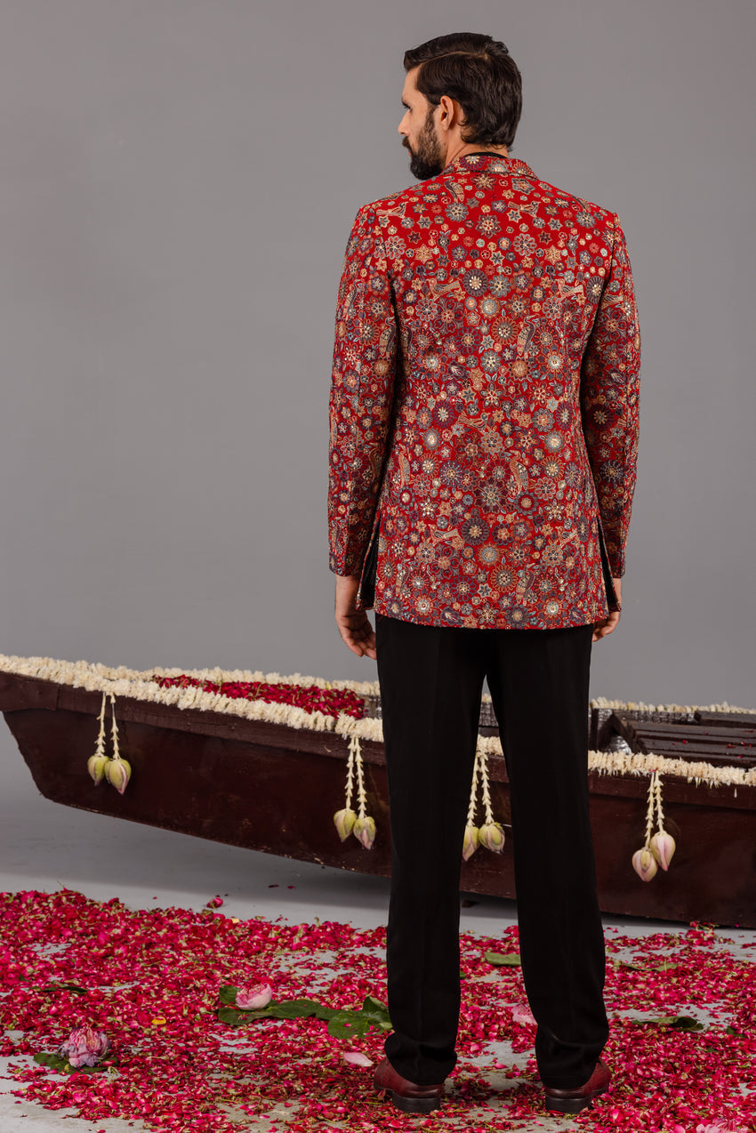 LAALBAGH MARRON JODHPURI SET