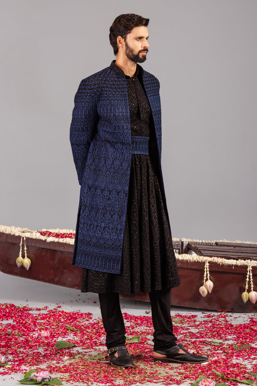 SUFI BLUE SHERWANI SET