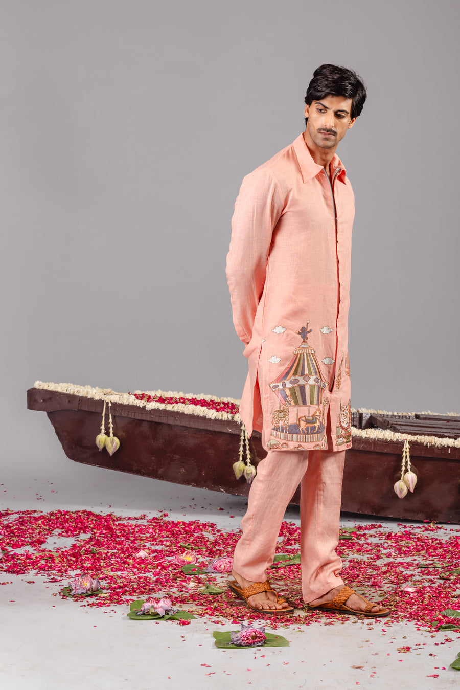 CARNIVAL PEACH ZIPPER KURTA SET