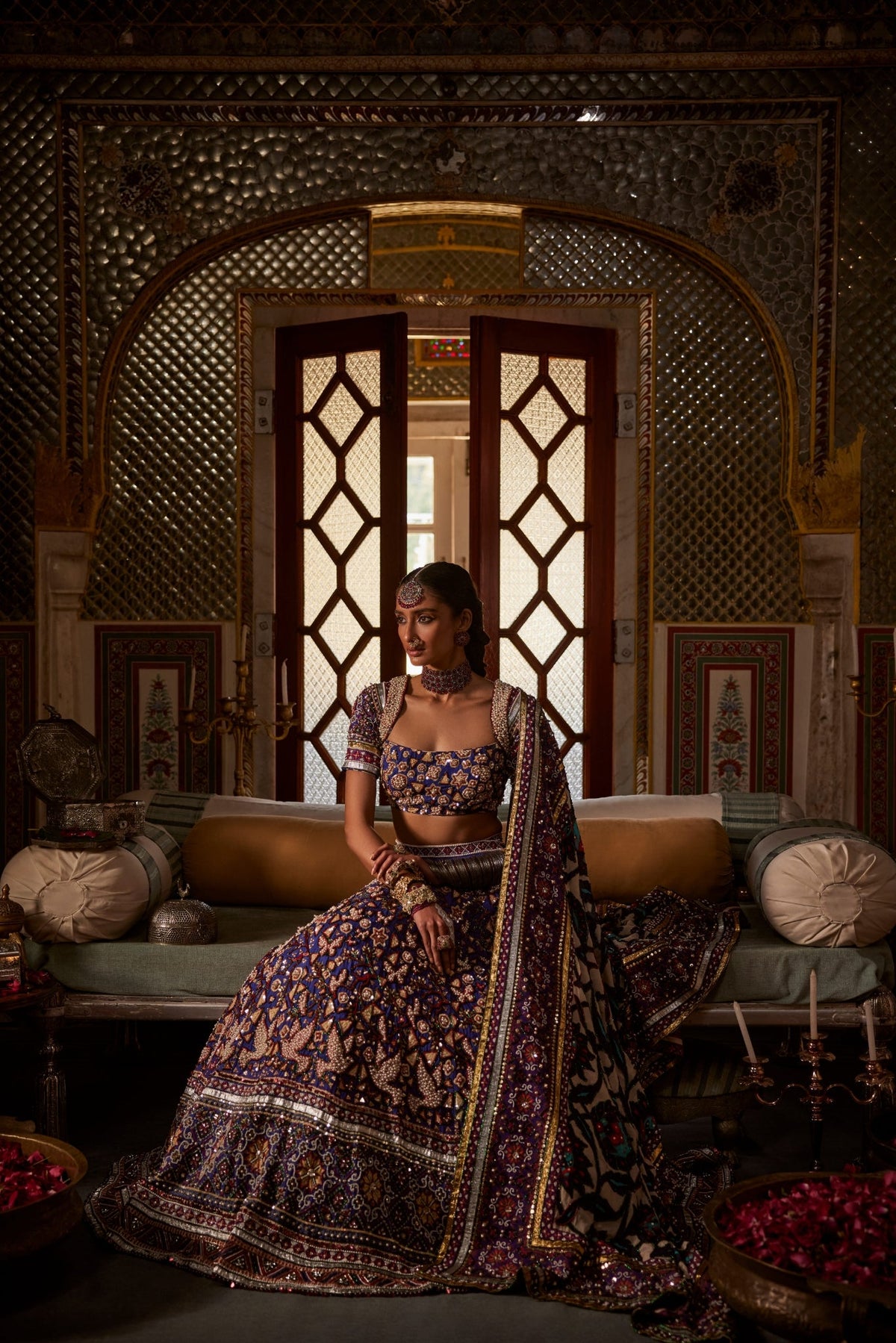 Purple Lehenga Set With Bird Embroidery