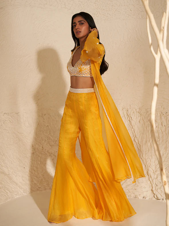 Daffodil Yellow Organza Jacket Set